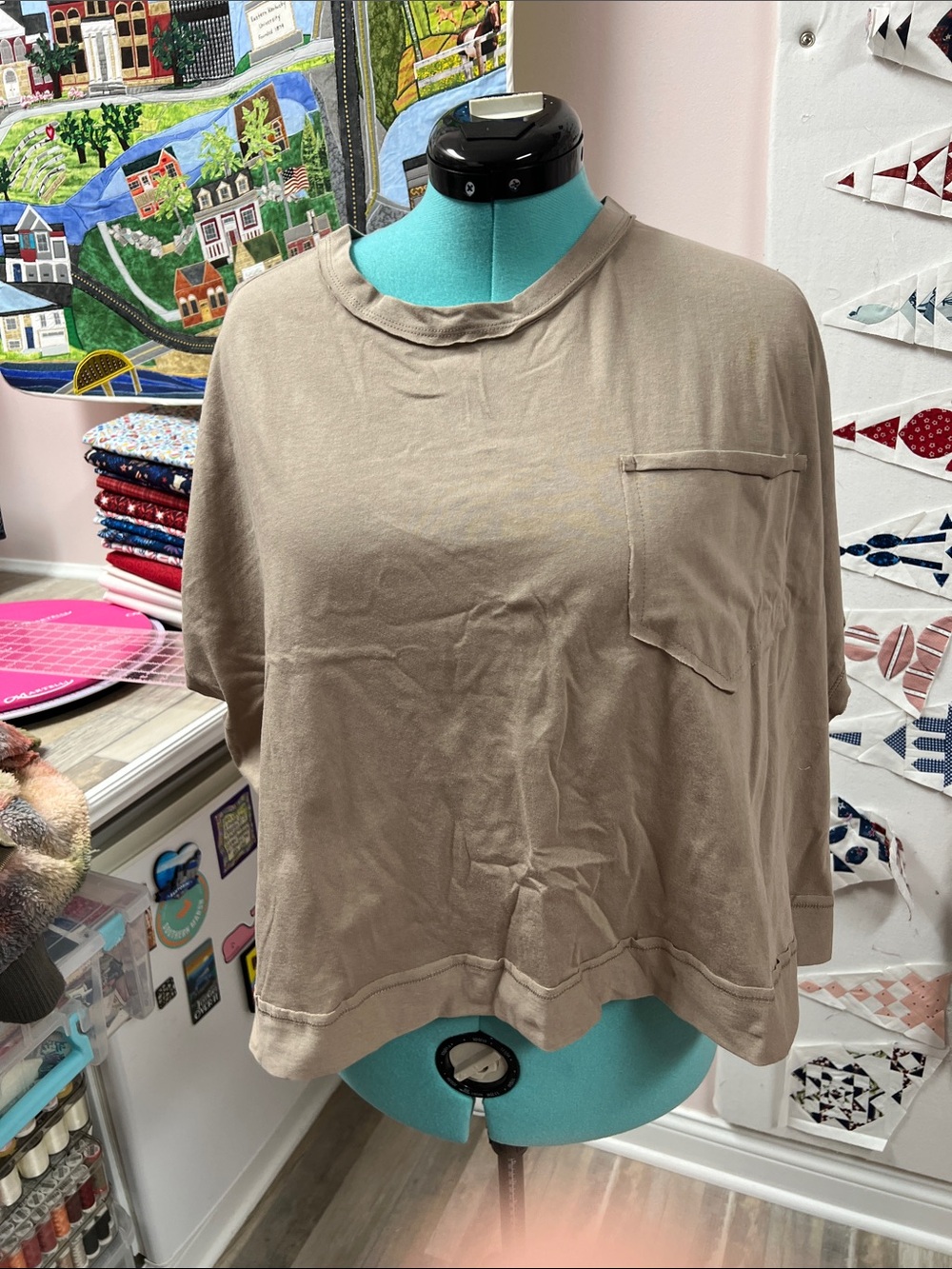 Zenana Outfitters Relaxed Short Sleeve Tee in Tan